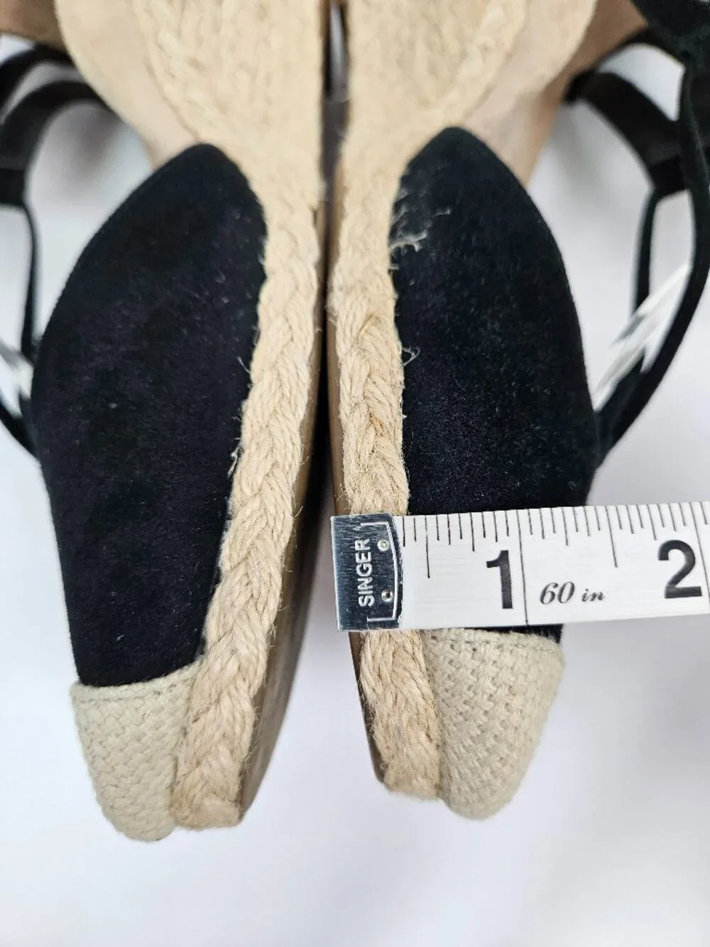 Vionic Calypso Black Suede Strappy Comfort Espadrille Wedge 10